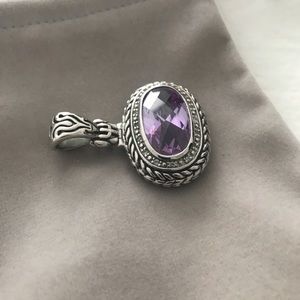 Amethyst & Diamond (faux) Silver Gemstone pendant